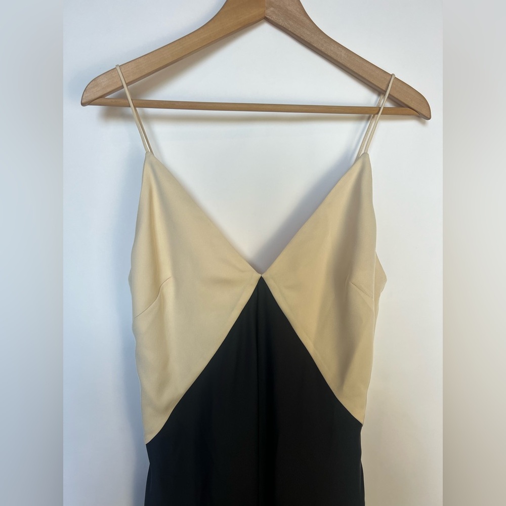 Mango Two-Tone Lingerie Maxi Dress Black Cream Colorblock NWT Size‎ M - Picture 9 of 13